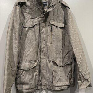 Banana Republic Fall Mens L Military Field Jacket Coat Checkered 7 Pocket